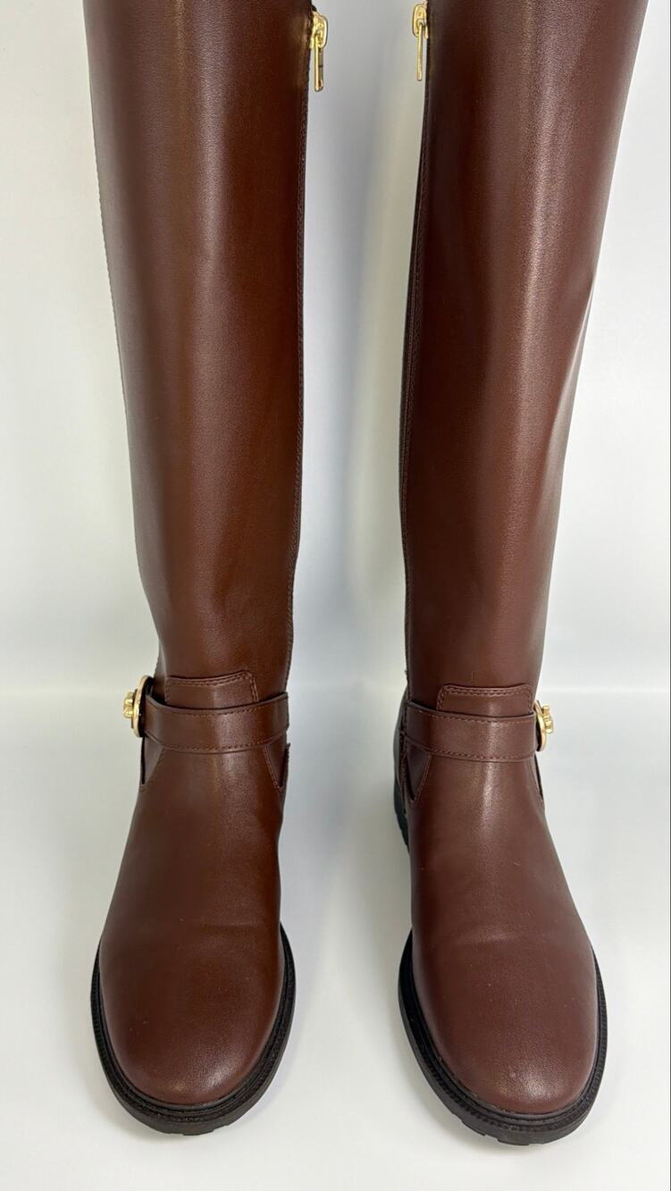Coach Farrah Riding Boots Womens 9.5B Walnut Leather Knee High NWOT